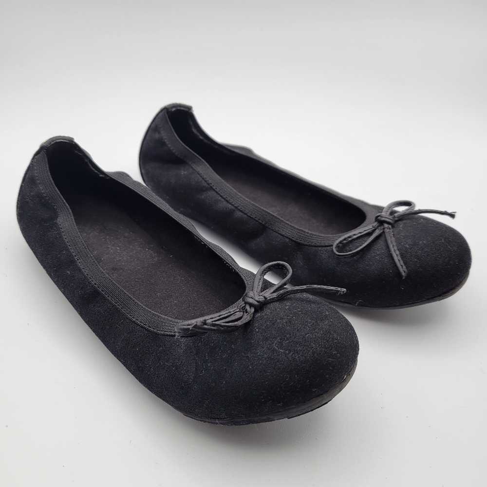 Stuart Weitzman Fannie Faux Leather Bow Toe Ballet Flats